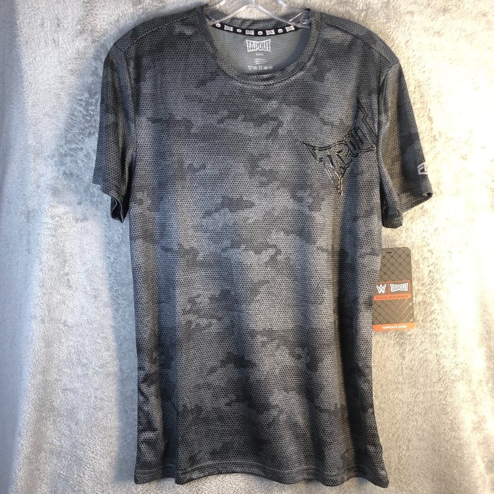TAPOUT Shirt Men's Small Wrestling Black Logo MMA WWE TPM216B Moisture Wicking